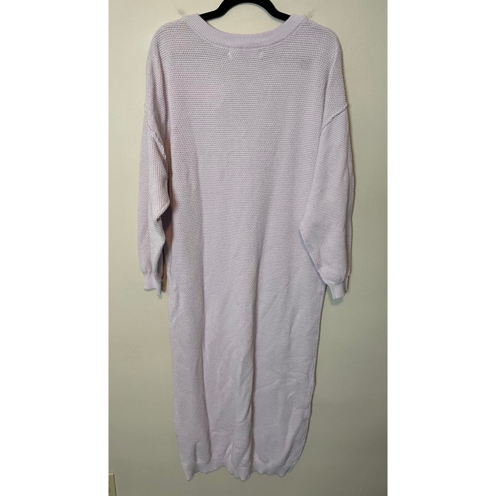 Free People Hailee Sweater Midi Dress Orchid Tint Lavender Cotton Henley Size L - Picture 5 of 8